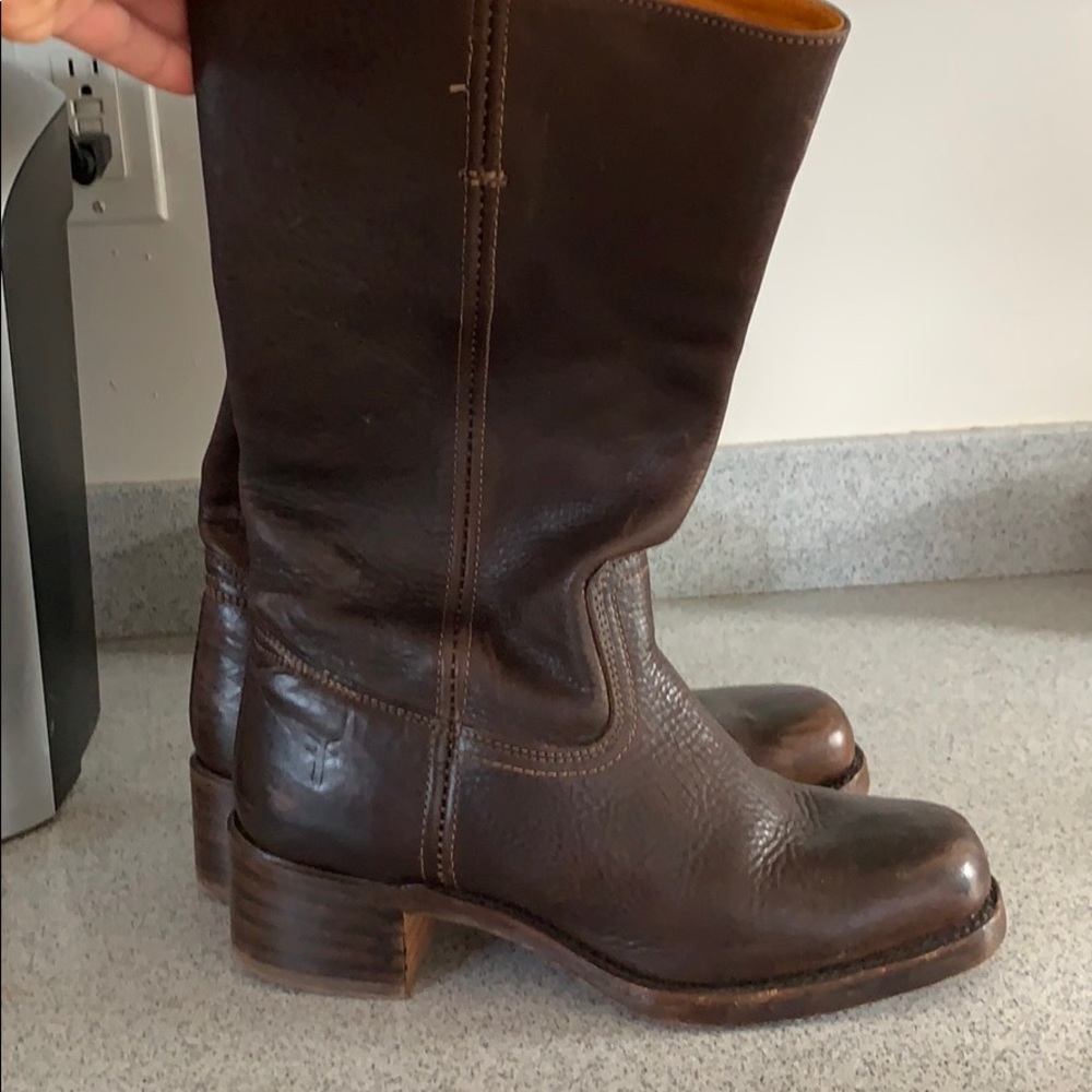 Frye boots square toe women’s calf brown leather